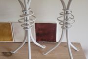 Cream Wrought Iron Candle Holders x2