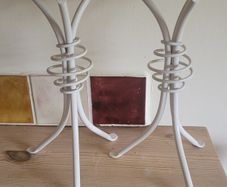 Cream Wrought Iron Candle Holders x2