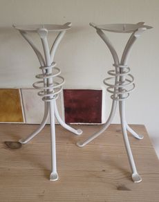 Cream Wrought Iron Candle Holders x2