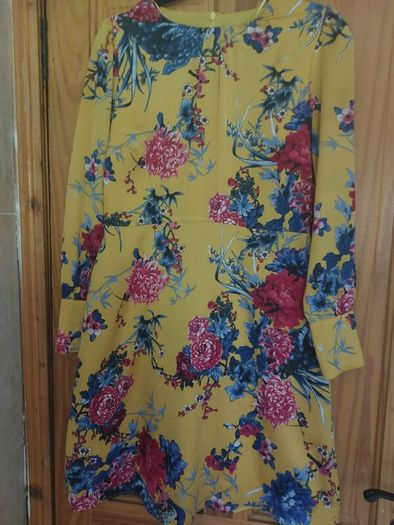 Mustard floral mini dress (free postage)