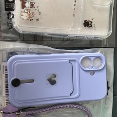 iPhone 16 case with card slot, brand new, cute cat and purple
