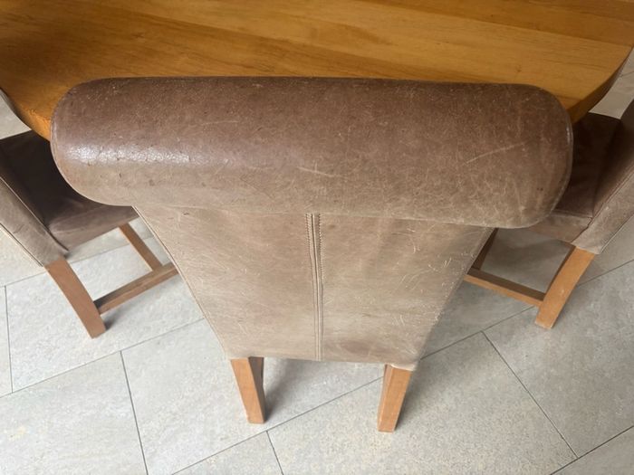 Solid Oak Table and 8 leather chairs