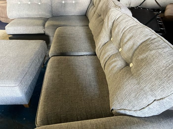 Grey corner sofa with matching footstool