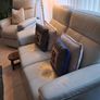 Stunning Harvey Norman Cream Italian Leather Two Seater Sofa & Recliner Image 2