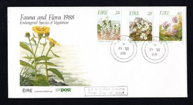 1988 Ireland Fauna & Flora Endangered Species of Vegetations Commemorative Stamps An Post First Day Cover (FDC) with Durlas (Thurles) Steele cancel.