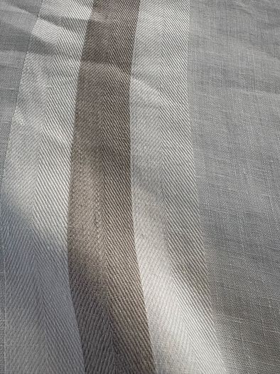 11 metres of 100% linen double width or 22metres of single width  herringbone stripe fabric