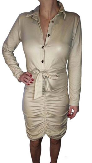 Eco Leather Dress With Ribs