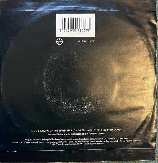 2 x OMD. Singles Sailing on the seven seas and genetic engineering vinyl record in vg+ condition 5 euros each or both for 8