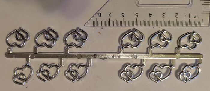 Silver heart embellishments - craft supplies