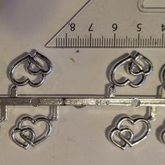 Silver heart embellishments - craft supplies
