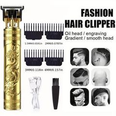 Pro Hair Bald Barber Trimmer Set For Men - Gold Color Usb ,- Free Delivery