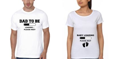 Dad To Be And Baby Loading Couple T-shirts Great Gift Present For Valentines Day And Pregnancy Announcement Idea