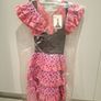 Girls brand new pink Spanish dancer Halloween costume & matching fan - Age 4 Image 3