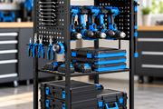 Heavy Duty 4 Tier Tool Organiser Cart with Wheels 150 lbs Rolling Tool Trolley Garage Storage Rack
