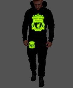 Glow in the dark Liverpool Fit Hoodie Men Set liverpool Hoodie + trousers pants