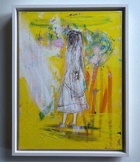 Framed Original Painting Eclectic Art Dublin Wedding Dress Art Bridal Original Art - Fashion Art - Couture Bride - Irish Figurative Art