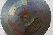 Vintage Perpetual Calendar 75 Years- Round Brass Desktop Dial with Stand