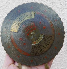 Vintage Perpetual Calendar 75 Years- Round Brass Desktop Dial with Stand