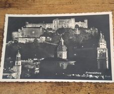 Vintage Postcard Hohensalzburg, Salzburg, Austria, Cathedral and Chime at Night - free standard postage