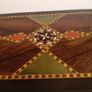 Vintage Spanish Lacquered Inlay Marquetry Mosaic Storage Box Image 3