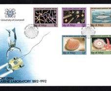 1992 Isle of Man Port Erine Marine Laboratory, 1892-1992 Commemorative Stamp Addressed First Day Cover (FDC).