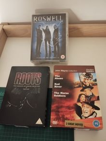 DVD Box Sets 15e each Roswell, Roots & John Wayne Collection