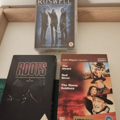 DVD Box Sets 15e each Roswell, Roots & John Wayne Collection