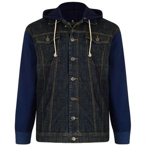 KAM Dark Denim Jacket with Fleece Sleeves and Hood in Size XXL (Brand New & Unopened)