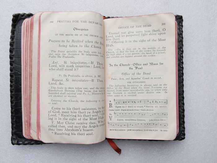Vintage Catholic pocket prayer manual titled The Voice of the Church, compiled by Father Aloysius, O.S.F.C., and published in Dublin by M.H. Gill & Son, Ltd.