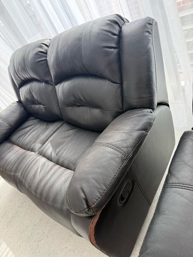 Black Leather Recliner Sofa Set (2-Seater & 1-Seater)