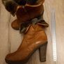 Women's Brown Leather Ankle Boots with Faux Fur Cuff Image 3
