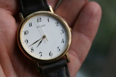 Mens Gold Plated Pulsar V501-9a90 Perfect Working Order New Battery Fitted