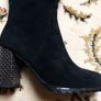 Ladies black boots high heel genuine suede UK3 with lace Image 3