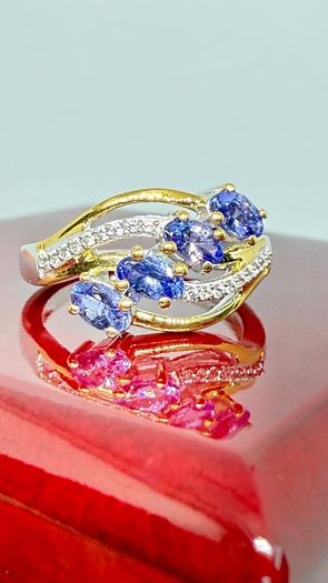Tanzanite & White Zircon 4-Stone Ring