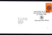 1980 Guernsey Swearing-in of New Lieutenant Governor 22nd April 1980 Cancel tying 10p definitive (showing one new pence coin) definitive Stamp on plain cover