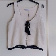 Gallery cream knitted waistcoat.