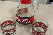 Coca Cola Liberty Stained Jug Set With Two Glasses x 2