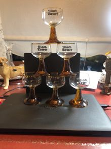 Vintage Black Tower Wine glasses
