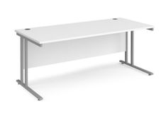 Office Desk 1800mm x 800mm Desk with White top Silver Frame