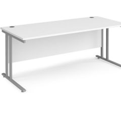 Office Desk 1800mm x 800mm Desk with White top Silver Frame