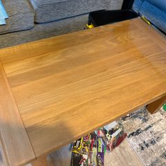 Solid Oak coffee table with toughened glass top
