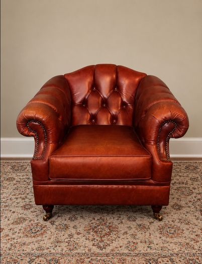 Chesterfield burgundy leather armchair