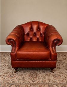 Chesterfield burgundy leather armchair