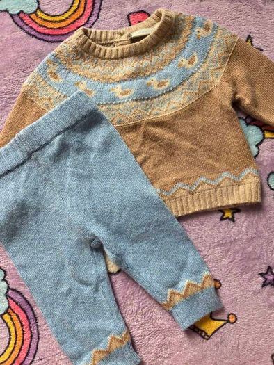 3-6m, JoJo Maman Bebe Duck Fair Isle Jumper and Bottoms