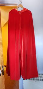 Fabulous Bespoke One of a kind Velvet Red Hooded Cape - one size fits all