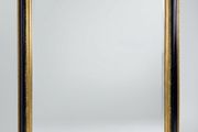 Large Black &amp; Parcel Gilt Beveled Mirror
