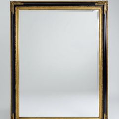 Large Black & Parcel Gilt Beveled Mirror