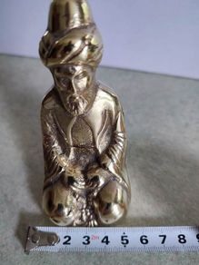 Small Brass Vintage figure from India, brass figurine of a holy man