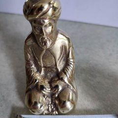 Small Brass Vintage figure from India, brass figurine of a holy man