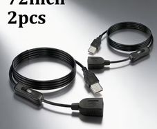 Set of 2 USB 304 Switch Extension Cables, 5V Male to Female, Designed for Use with 5V USB